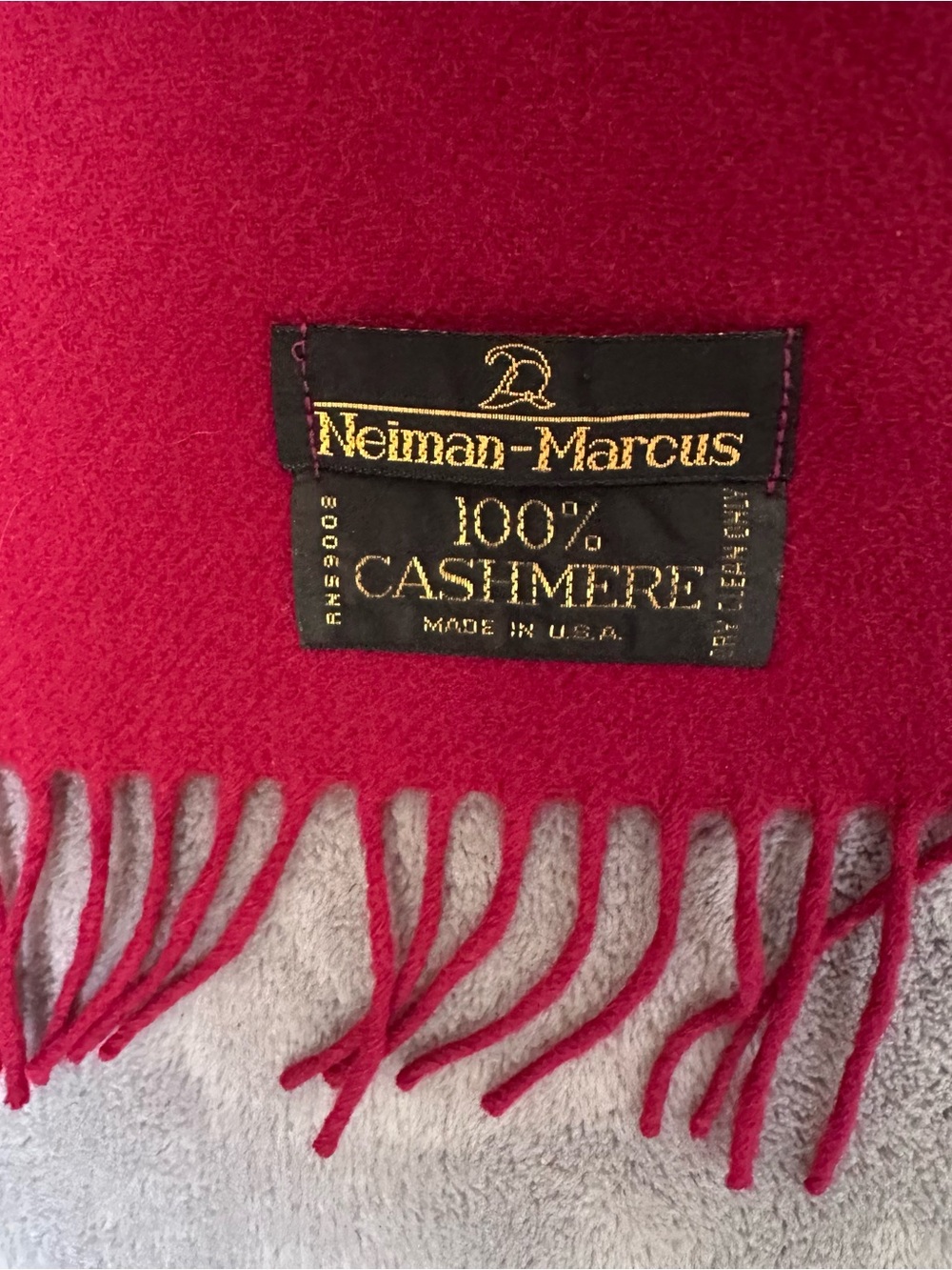 Neiman Marcus Vintage Cashmere scarf Classic Red Made In USA Circa 1980’s